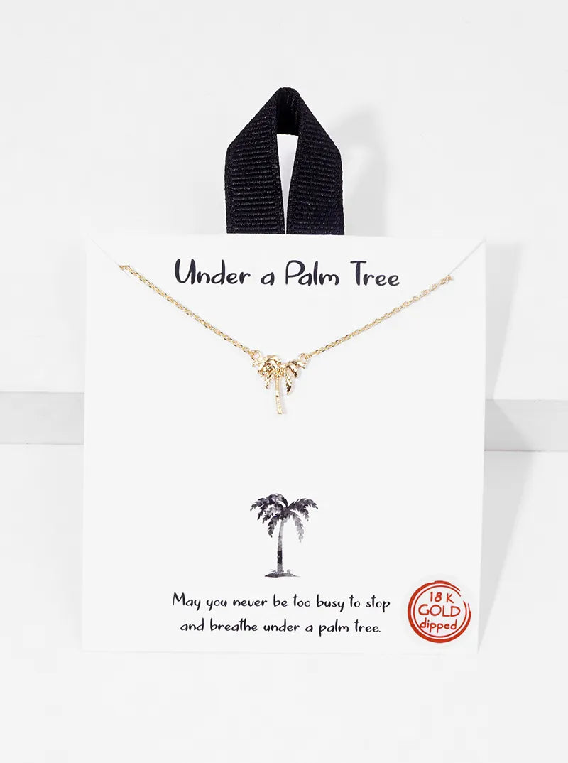 18k Gold Dipped Palm Tree Pendant Delicate Necklace