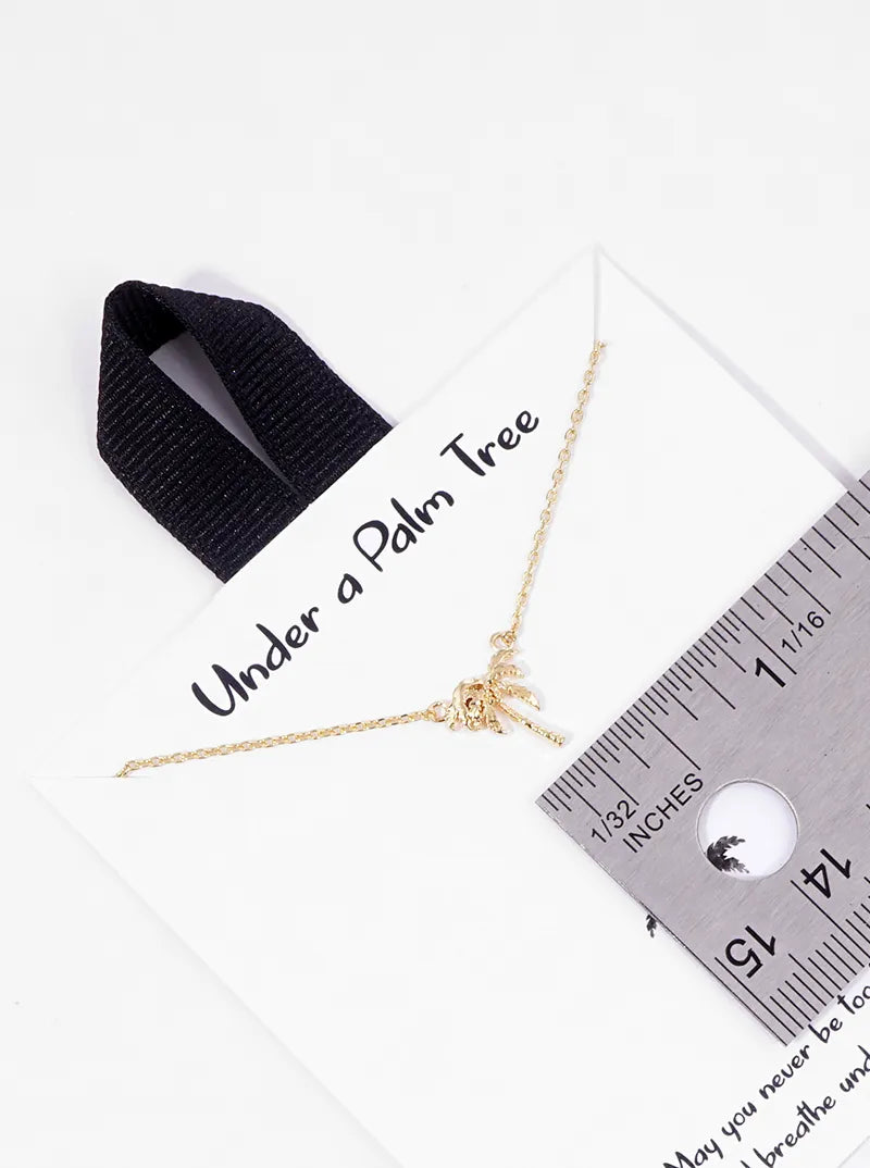 18k Gold Dipped Palm Tree Pendant Delicate Necklace