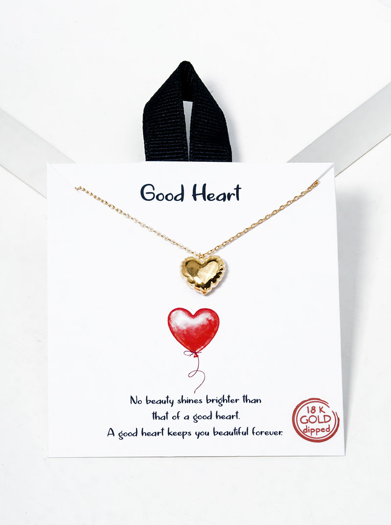 18k Gold Dipped Puffy Heart Pendant Necklace