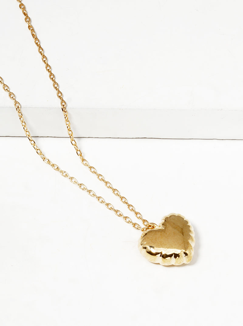 18k Gold Dipped Puffy Heart Pendant Necklace