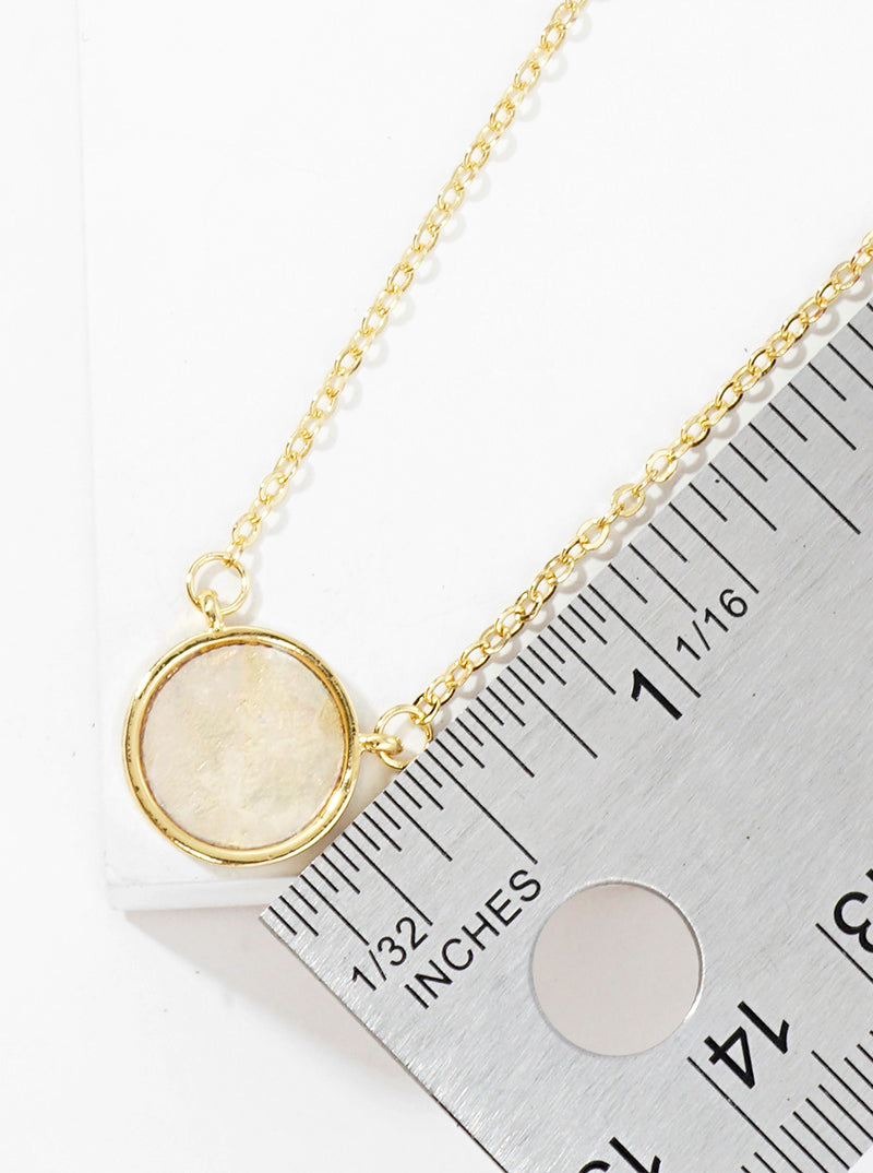 18k Gold Dipped Round Shape Mother Of Pearl Pendant Necklace