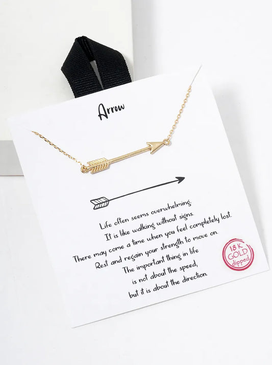 18k Gold Dipped Sideways Arrow Pendant Necklace