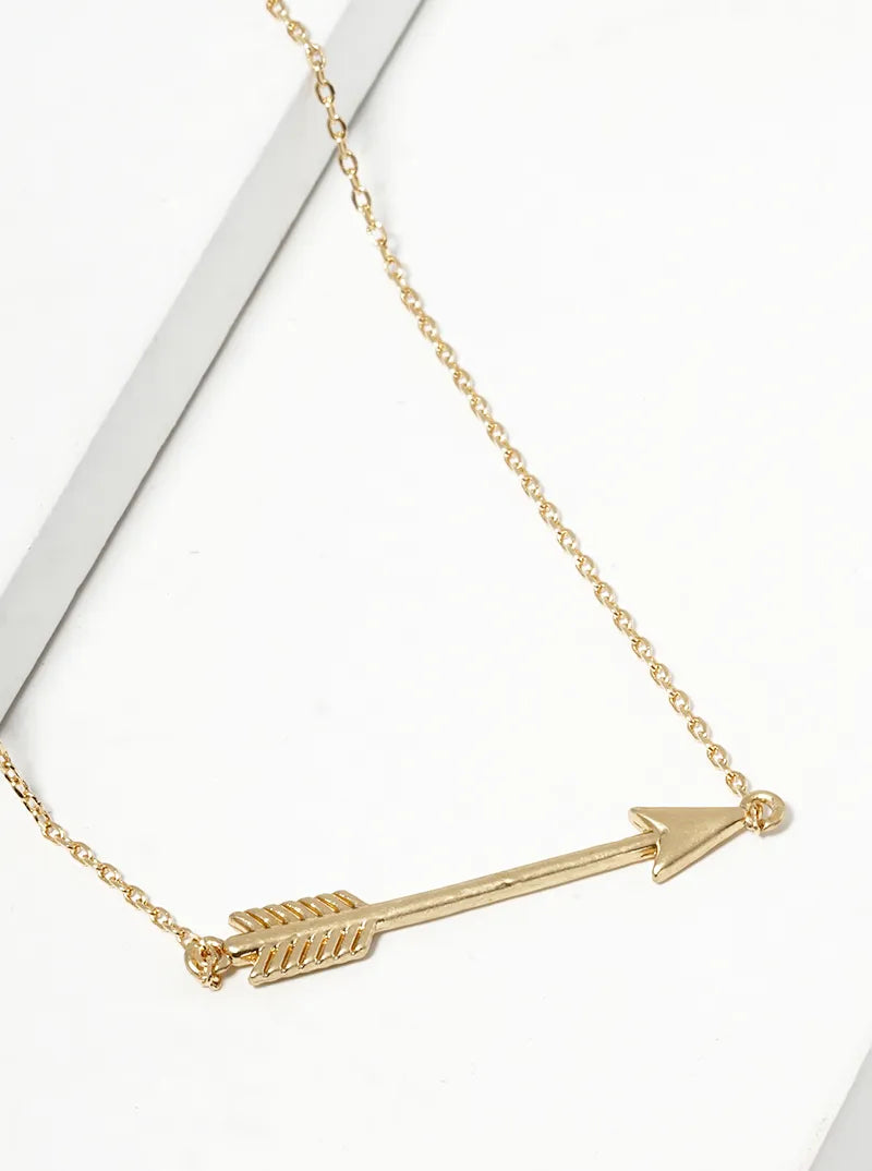 18k Gold Dipped Sideways Arrow Pendant Necklace