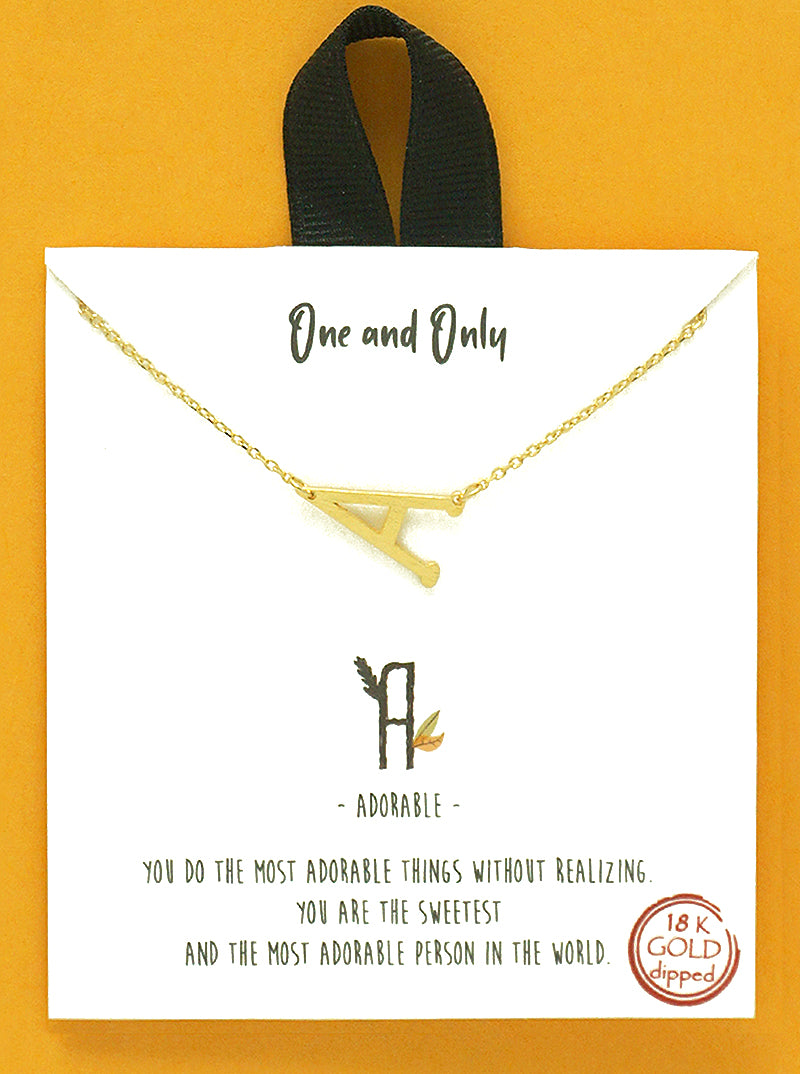 18k Gold Dipped Sideways Letter Pendant Brass Necklace
