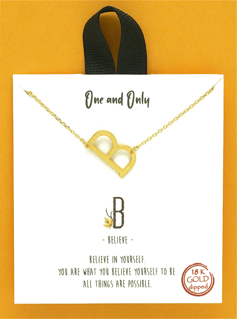 18k Gold Dipped Sideways Letter Pendant Brass Necklace