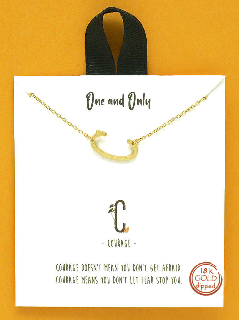 18k Gold Dipped Sideways Letter Pendant Brass Necklace