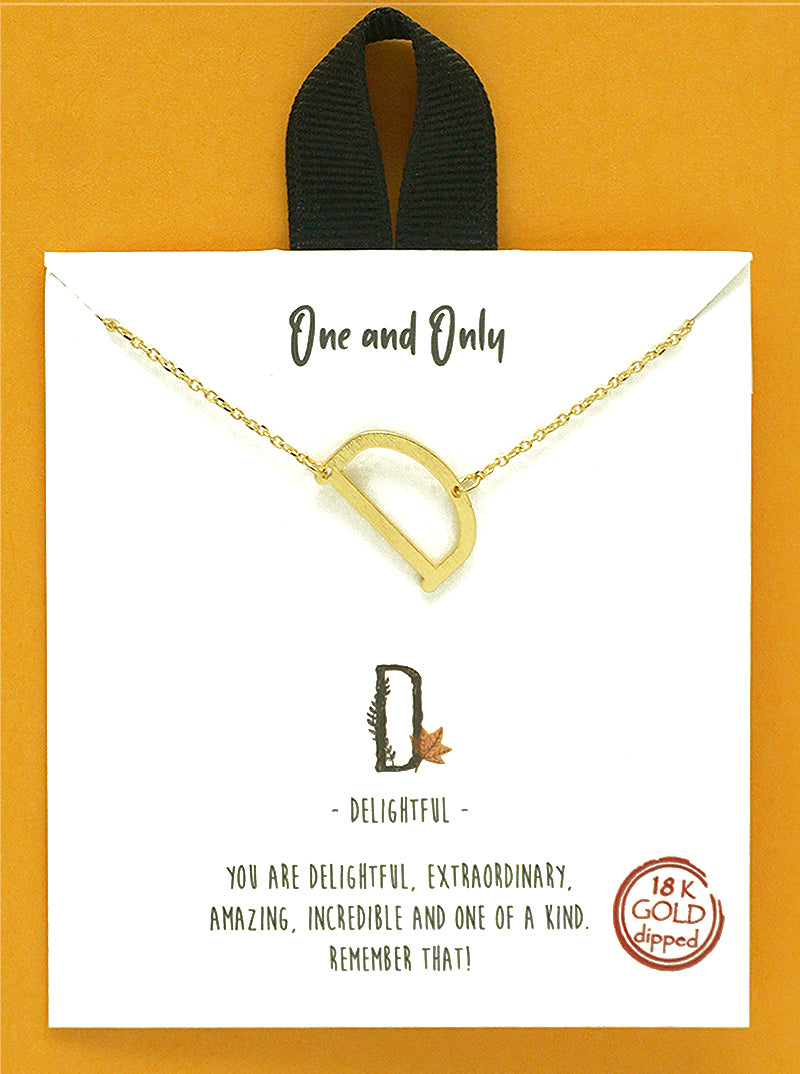 18k Gold Dipped Sideways Letter Pendant Brass Necklace
