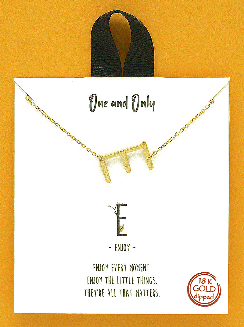 18k Gold Dipped Sideways Letter Pendant Brass Necklace