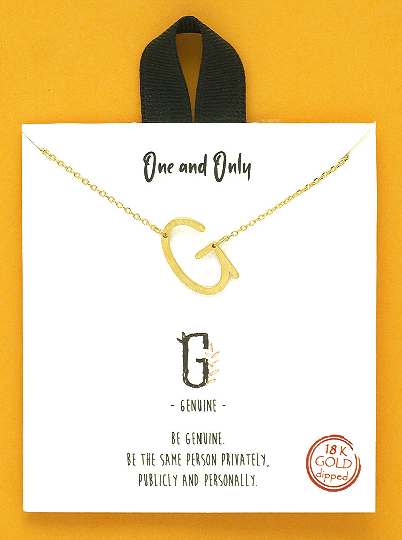 18k Gold Dipped Sideways Letter Pendant Brass Necklace