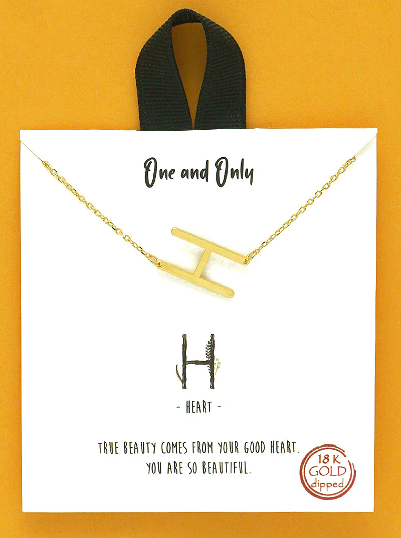 18k Gold Dipped Sideways Letter Pendant Brass Necklace