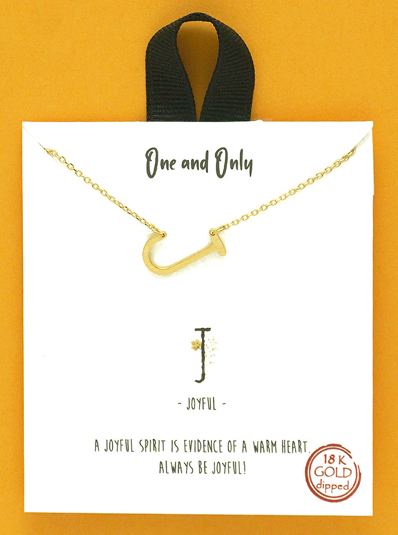 18k Gold Dipped Sideways Letter Pendant Brass Necklace
