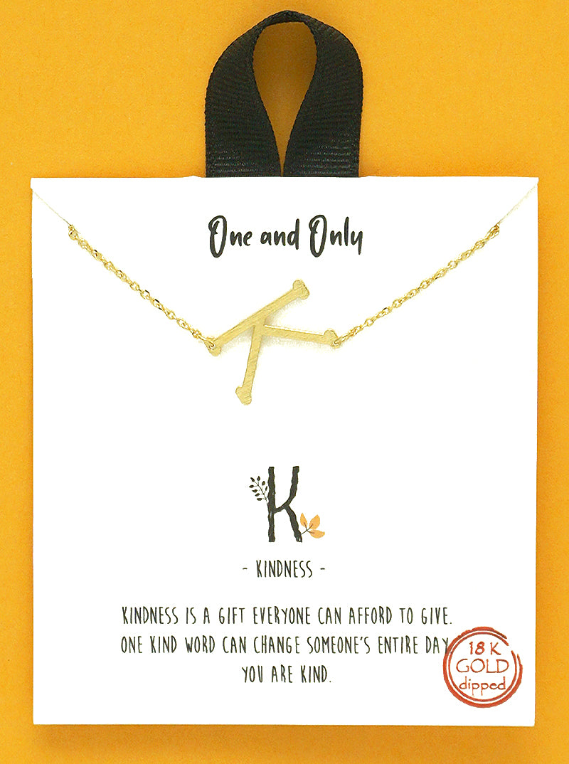 18k Gold Dipped Sideways Letter Pendant Brass Necklace
