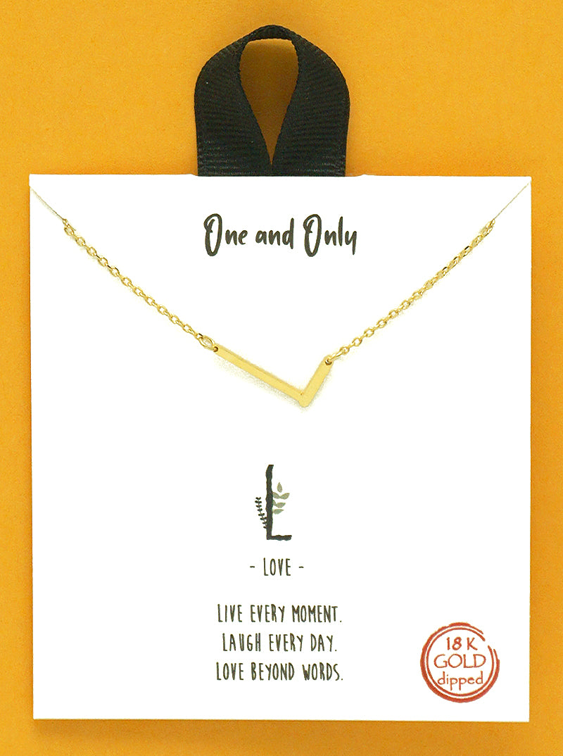 18k Gold Dipped Sideways Letter Pendant Brass Necklace