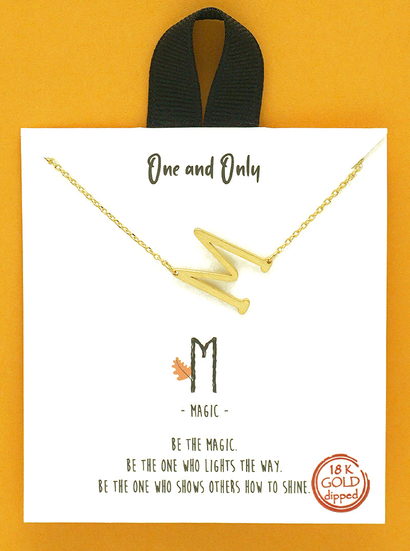 18k Gold Dipped Sideways Letter Pendant Brass Necklace