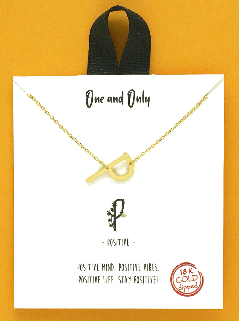 18k Gold Dipped Sideways Letter Pendant Brass Necklace