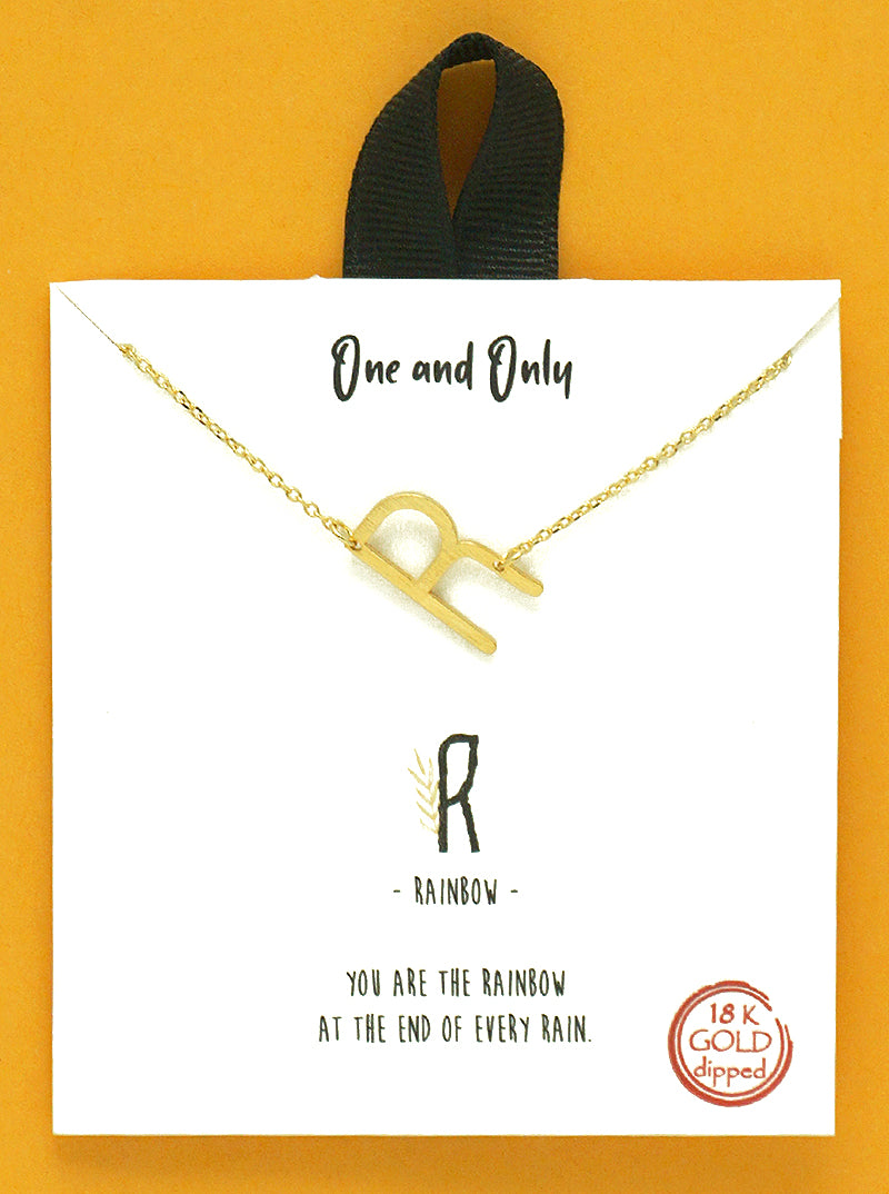 18k Gold Dipped Sideways Letter Pendant Brass Necklace