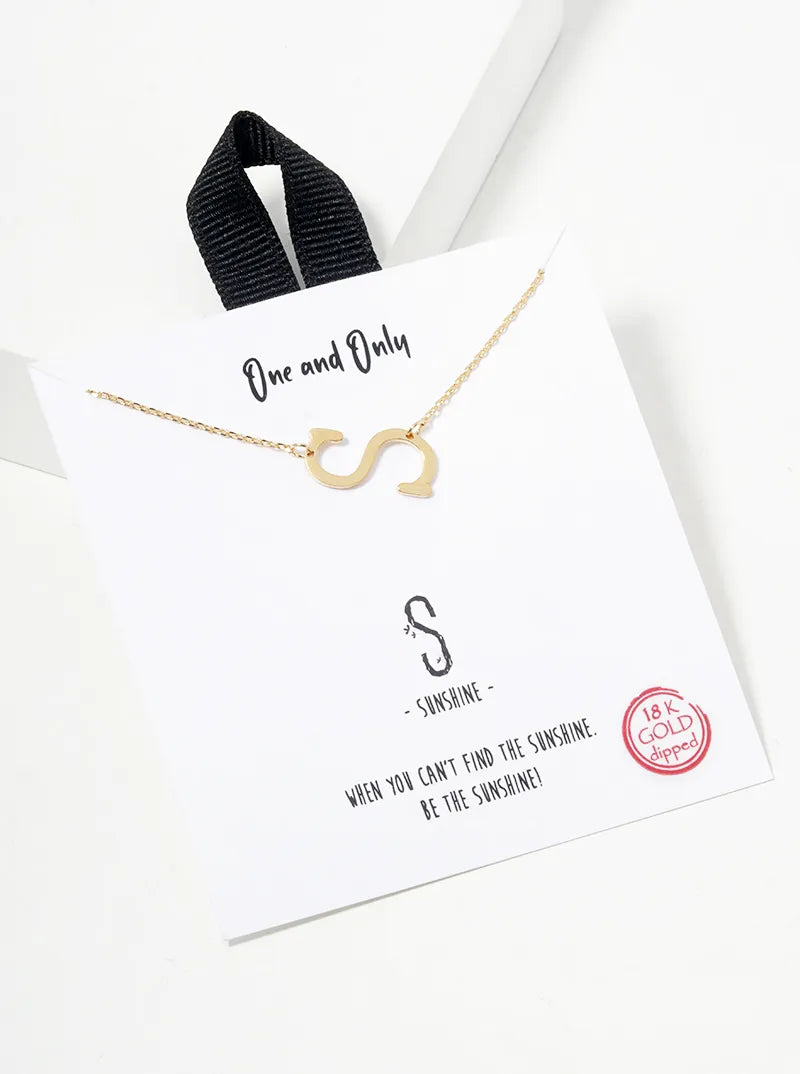 18k Gold Dipped Sideways Letter Pendant Brass Necklace