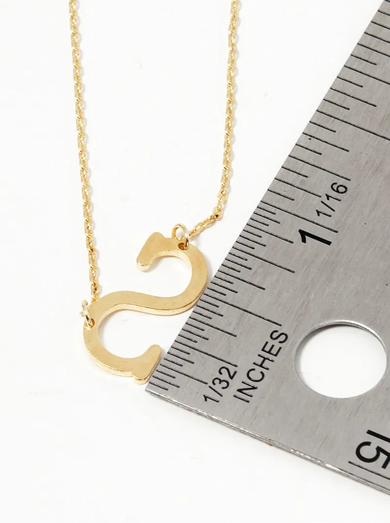 18k Gold Dipped Sideways Letter Pendant Brass Necklace