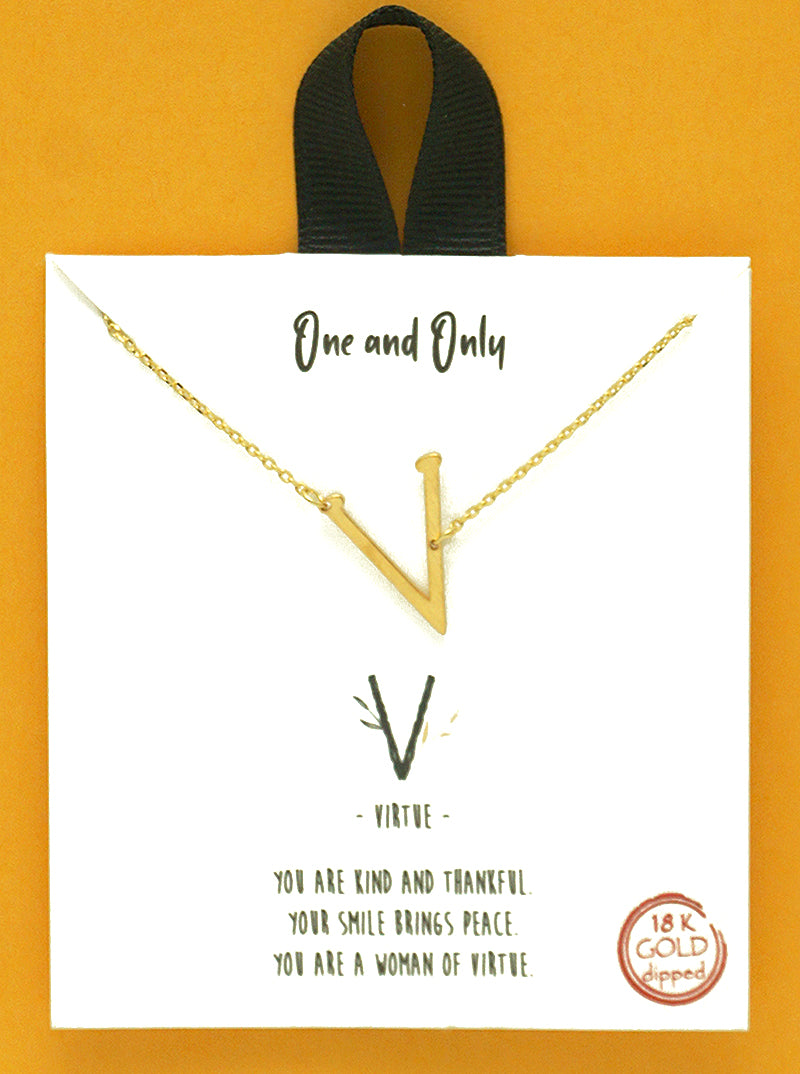 18k Gold Dipped Sideways Letter Pendant Brass Necklace