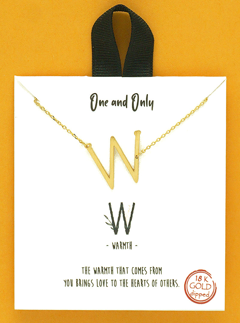 18k Gold Dipped Sideways Letter Pendant Brass Necklace