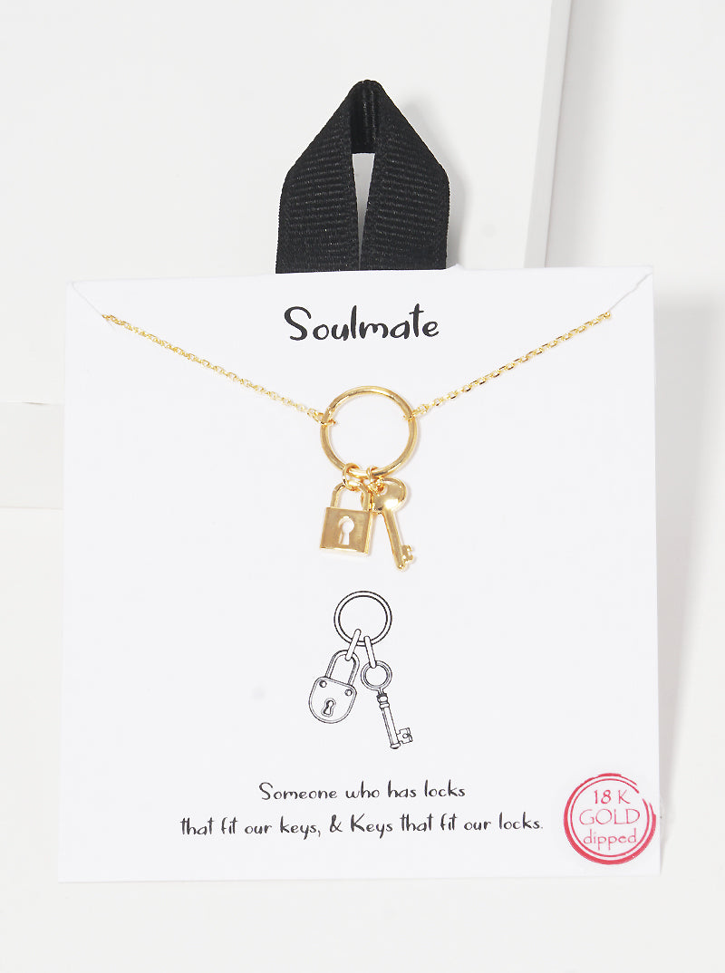 18k Gold Dipped Soulmate Lock And Key Pendant Necklace