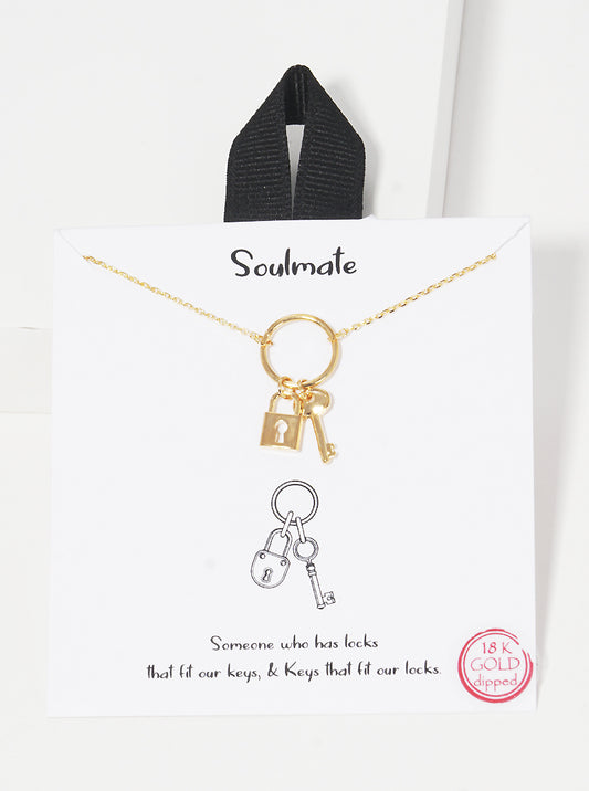 18k Gold Dipped Soulmate Lock And Key Pendant Necklace