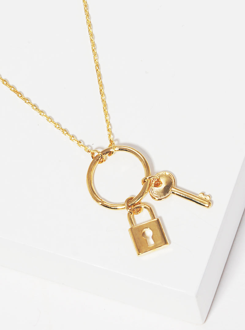 18k Gold Dipped Soulmate Lock And Key Pendant Necklace