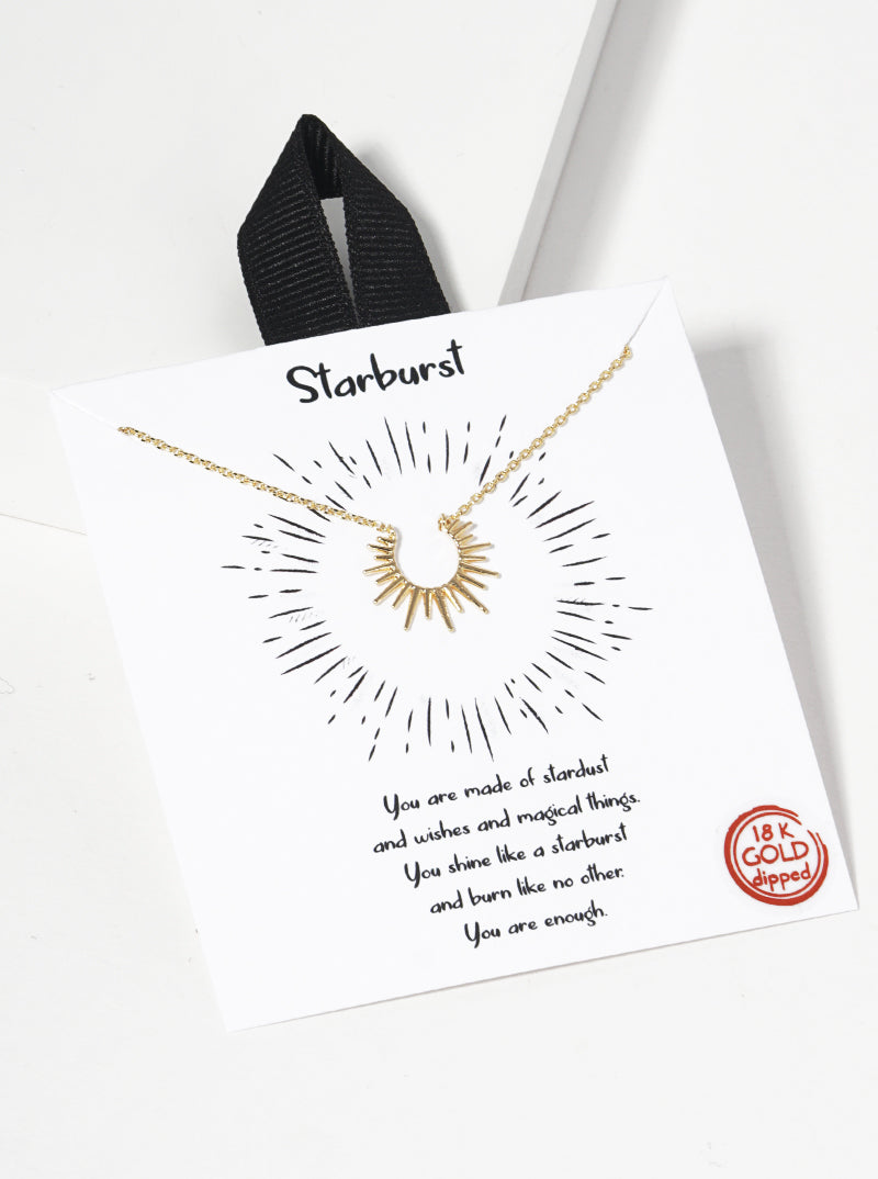 18k Gold Dipped Sunburst Pendant Necklace