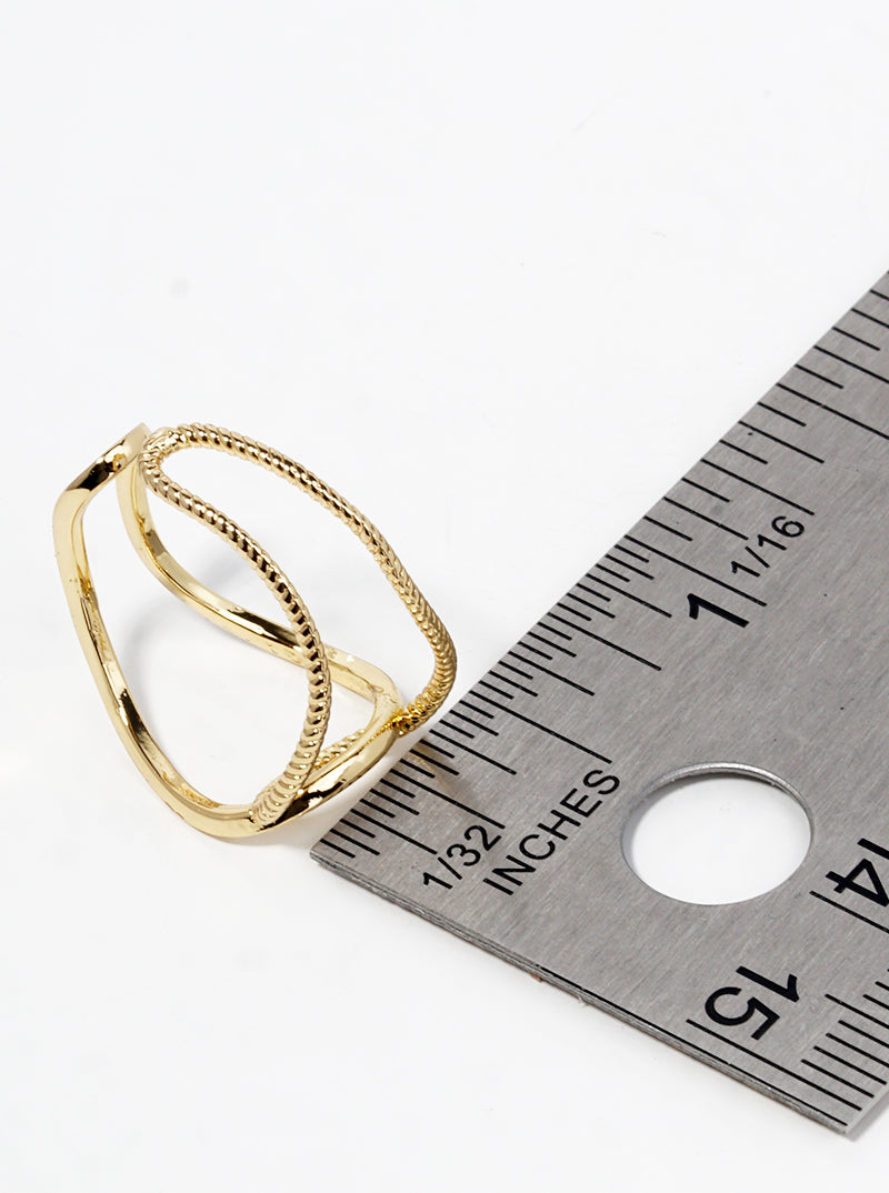 18k Gold Dipped Textured Metal Adjustable Interlocking Ring