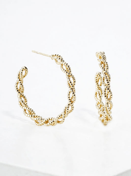 White Gold Dipped Textured Metal Square 20mm Open Hoop Earrings
