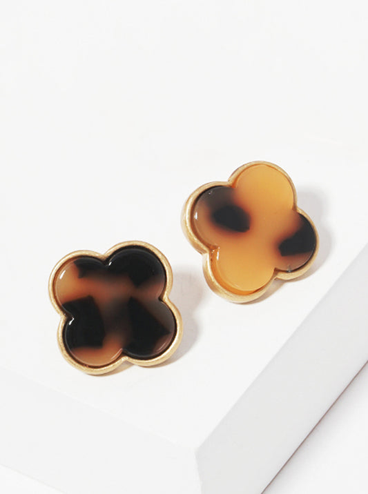 18mm Quatrefoil Shaped Acetate Post Stud Earrings