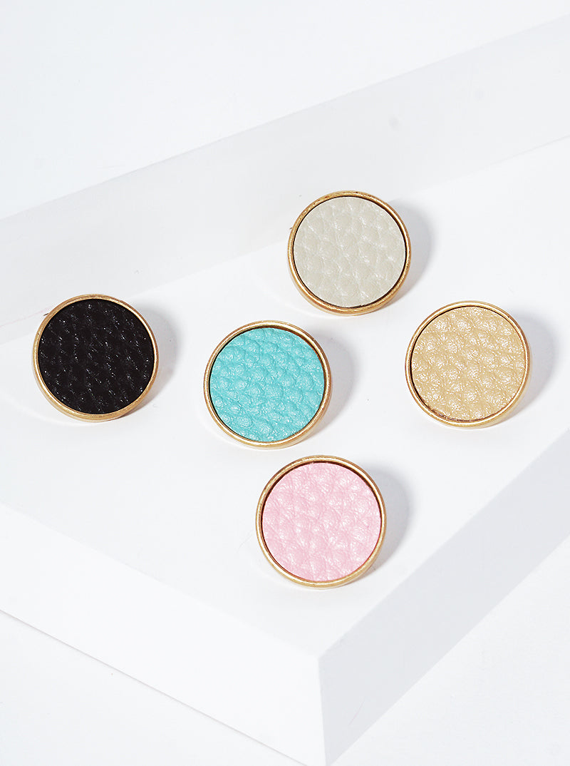 18mm Round-Shaped Button Stud Earrings