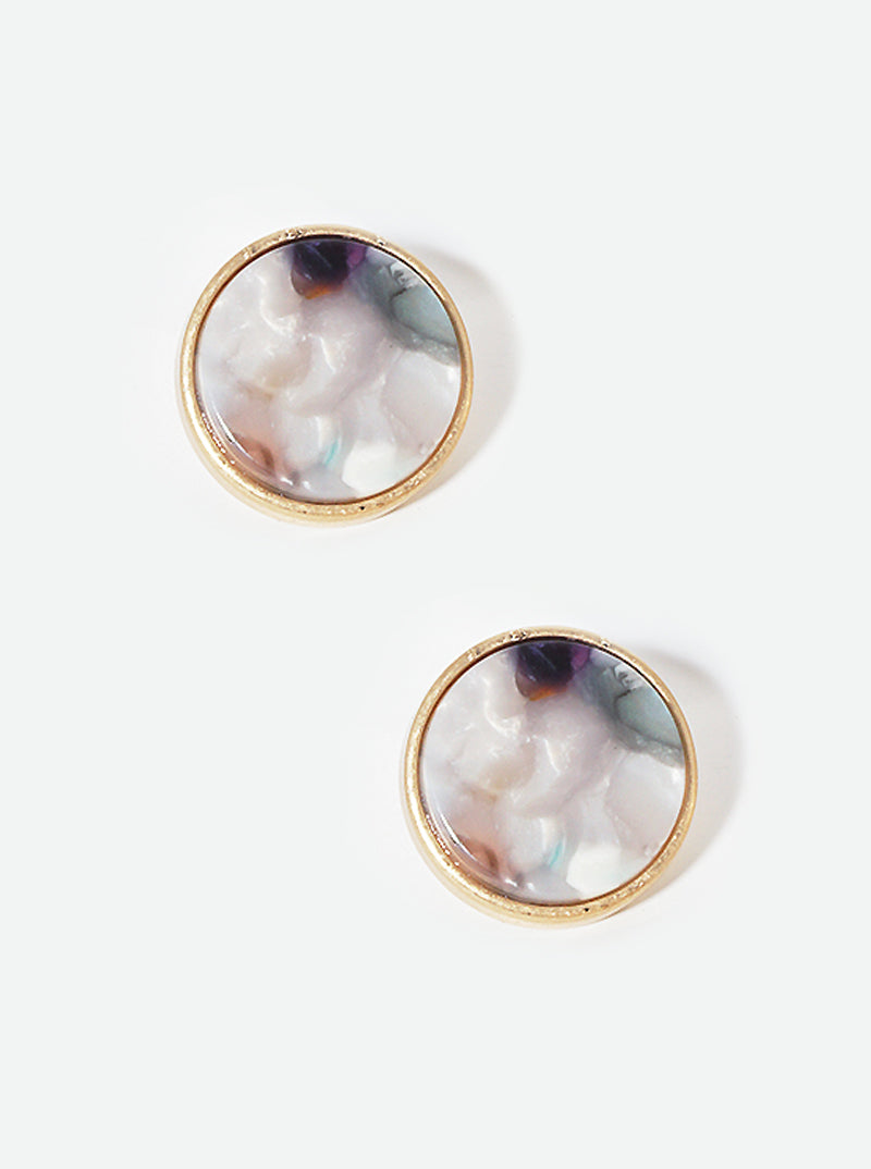 18mm Round-Shaped Button Stud Earrings