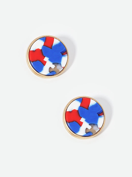 18mm Round-Shaped Button Stud Earrings