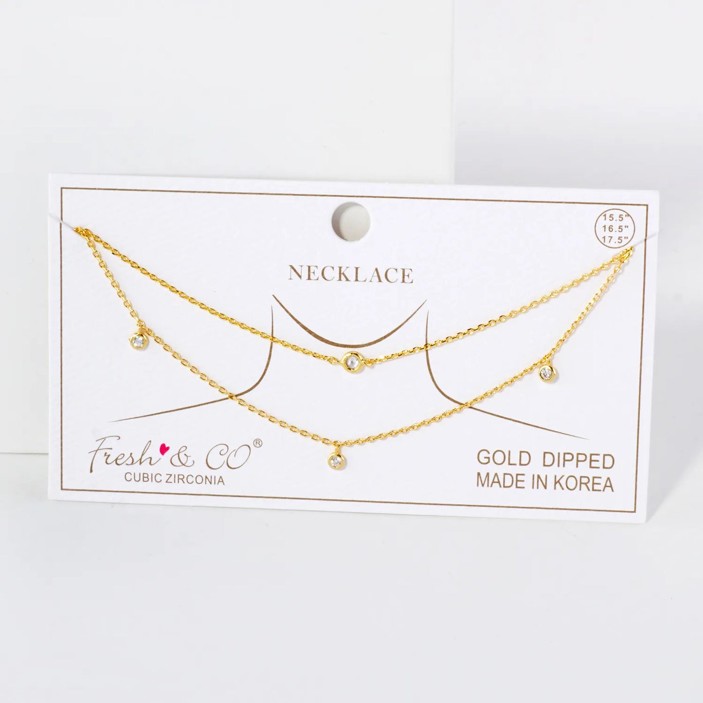 2-3mm CZ Stone 18K-Gold-Dipped Station Necklace