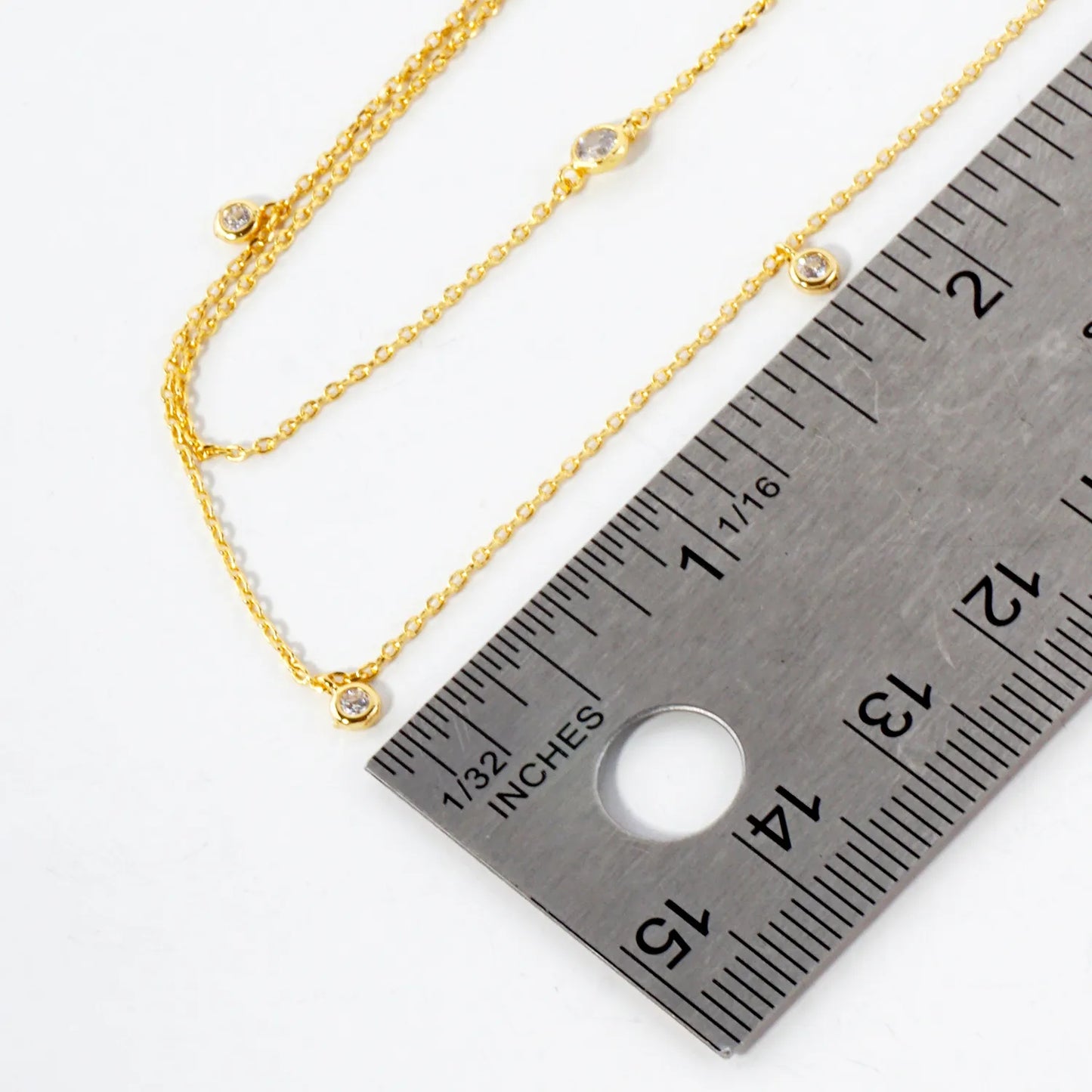 2-3mm CZ Stone 18K-Gold-Dipped Station Necklace