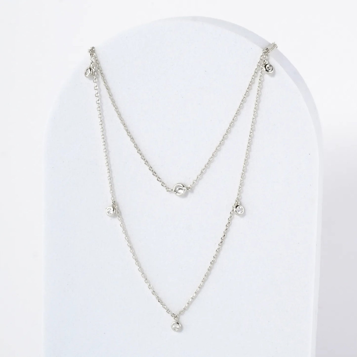2-3mm CZ Stone 18K-Gold-Dipped Station Necklace