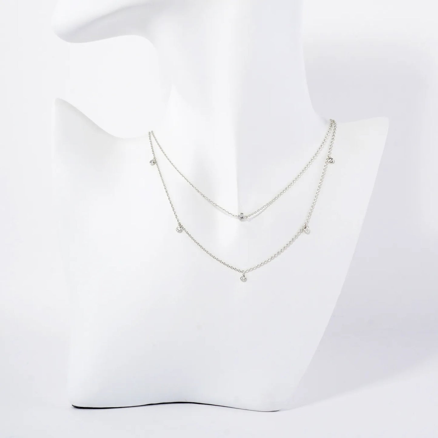 2-3mm CZ Stone 18K-Gold-Dipped Station Necklace