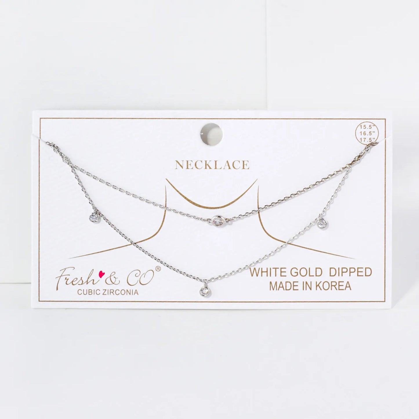 2-3mm CZ Stone 18K-Gold-Dipped Station Necklace