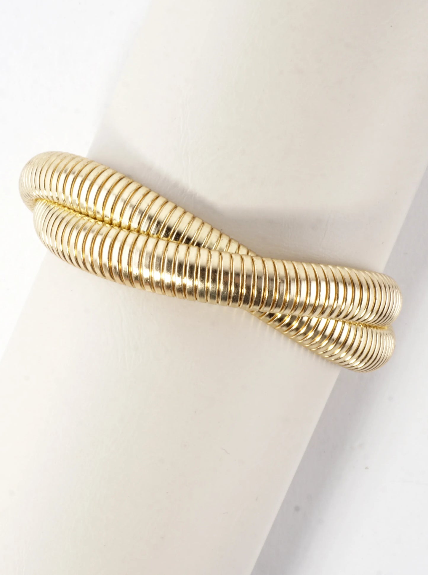 2 Intertwined Omega Stretch Bangle Bracelet