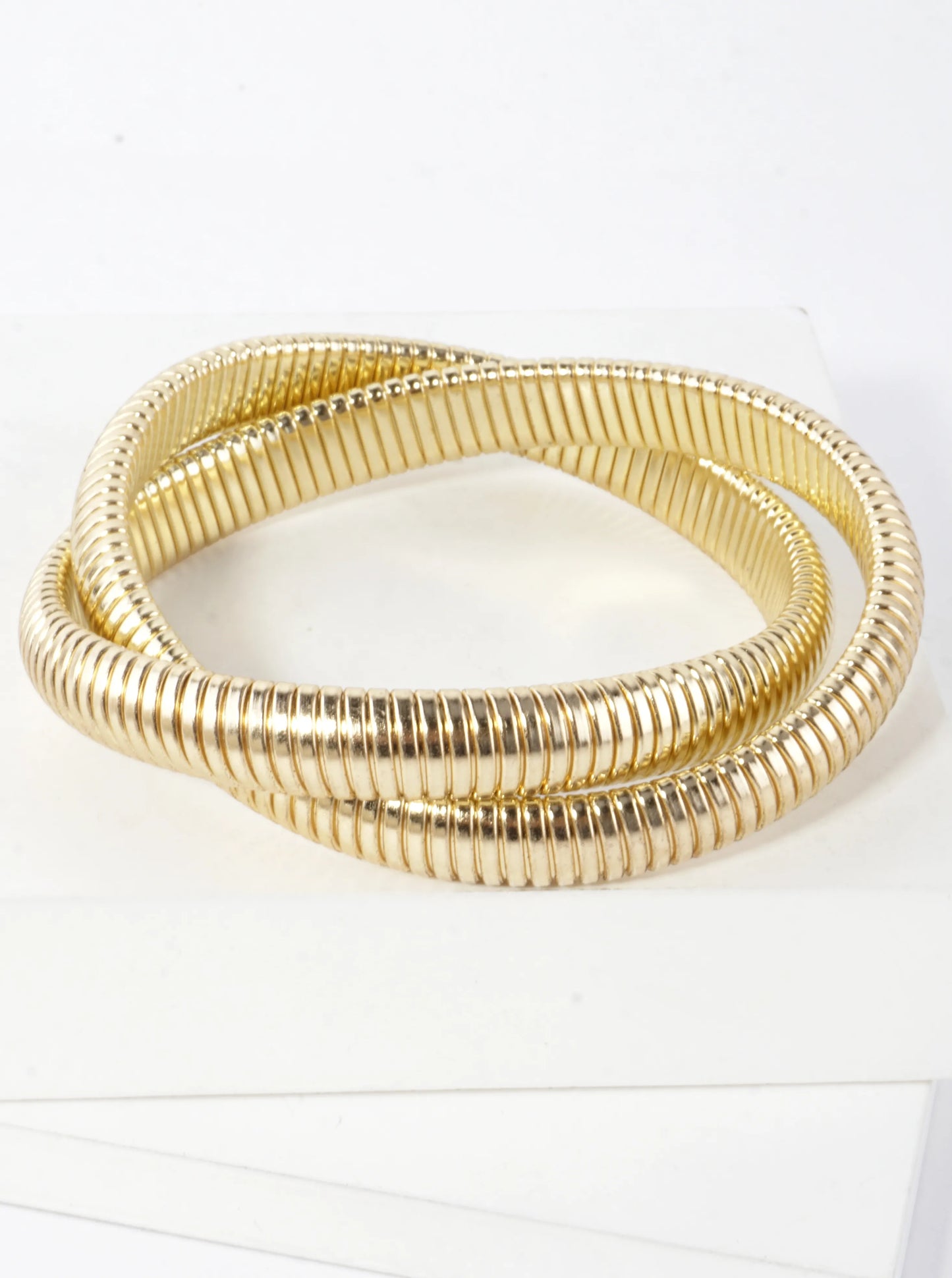 2 Intertwined Omega Stretch Bangle Bracelet