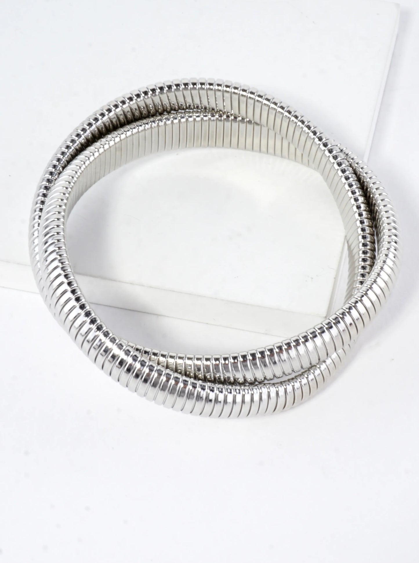 2 Intertwined Omega Stretch Bangle Bracelet