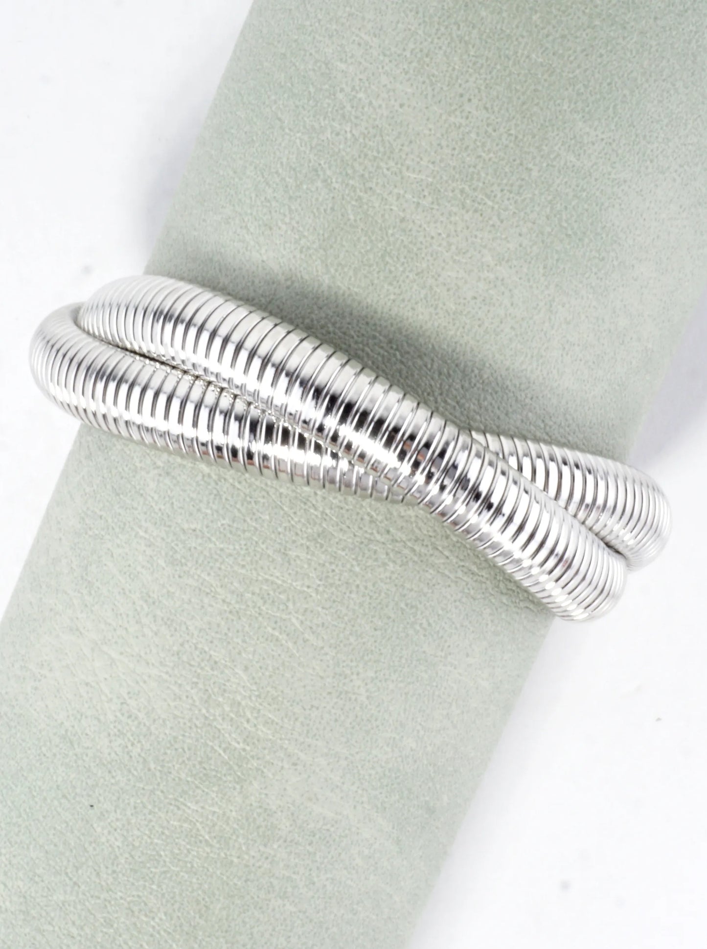 2 Intertwined Omega Stretch Bangle Bracelet