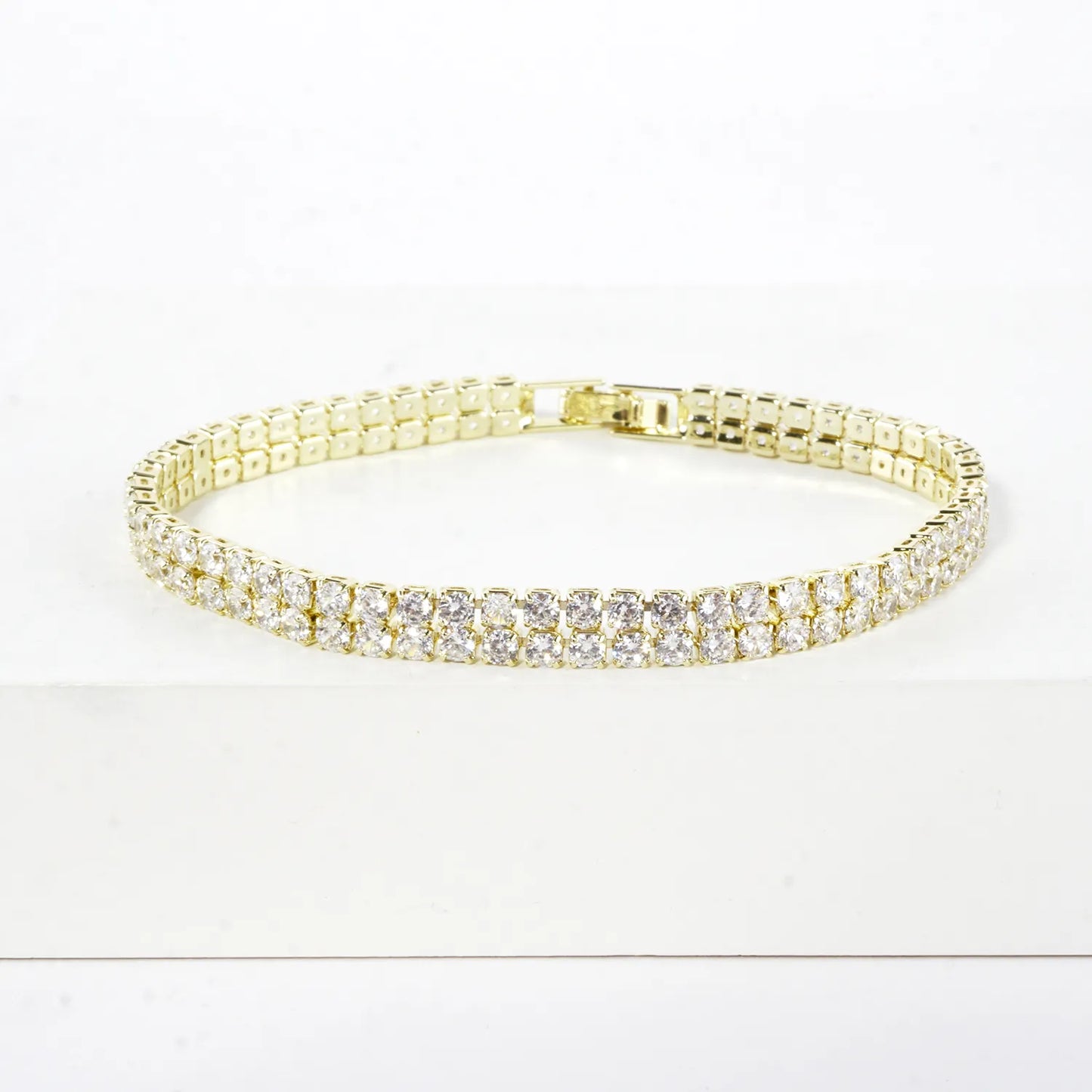 2 Line 2mm Cubic Zirconia Sparkle Tennis Bracelet