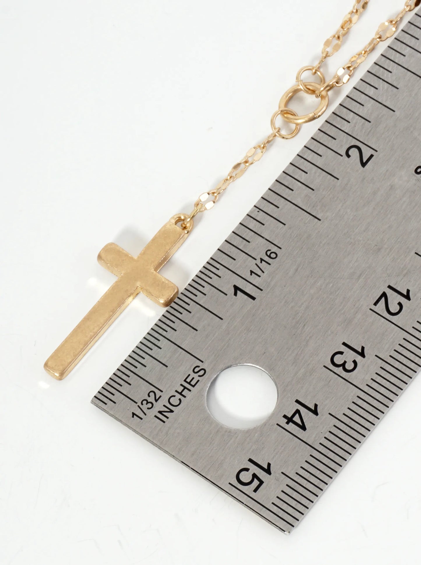 2-PC Cross Pendant Layered Chain Necklace Set
