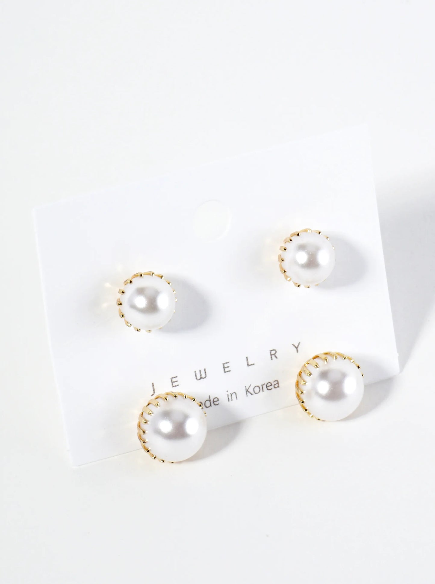 2-PC Set 14K-Gold-Dipped 8mm 10mm Pearl Stud Earrings