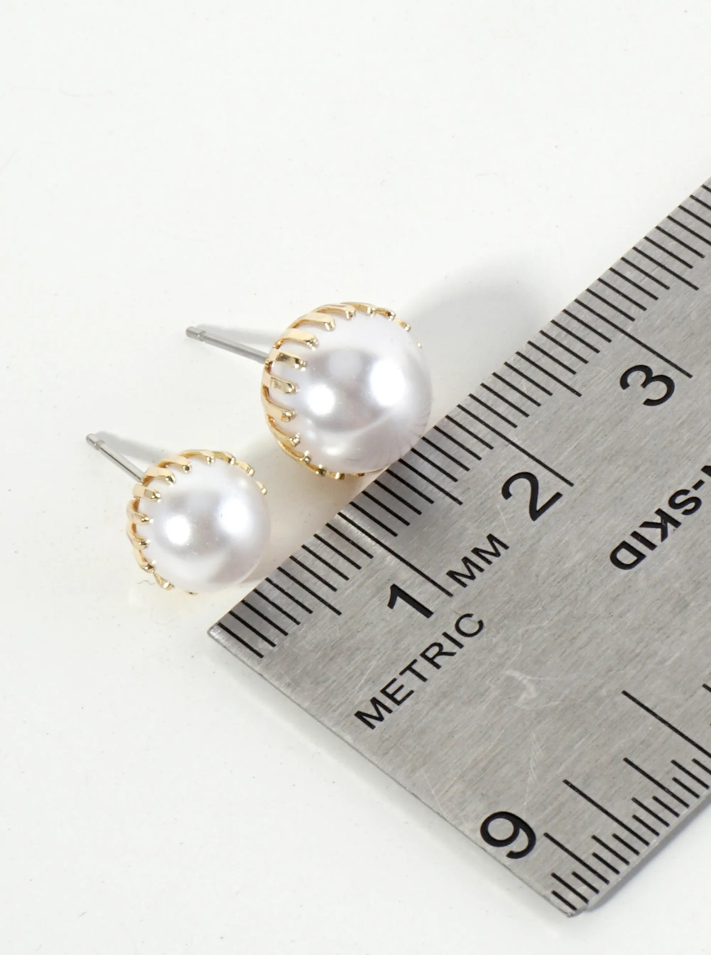 2-PC Set 14K-Gold-Dipped 8mm 10mm Pearl Stud Earrings