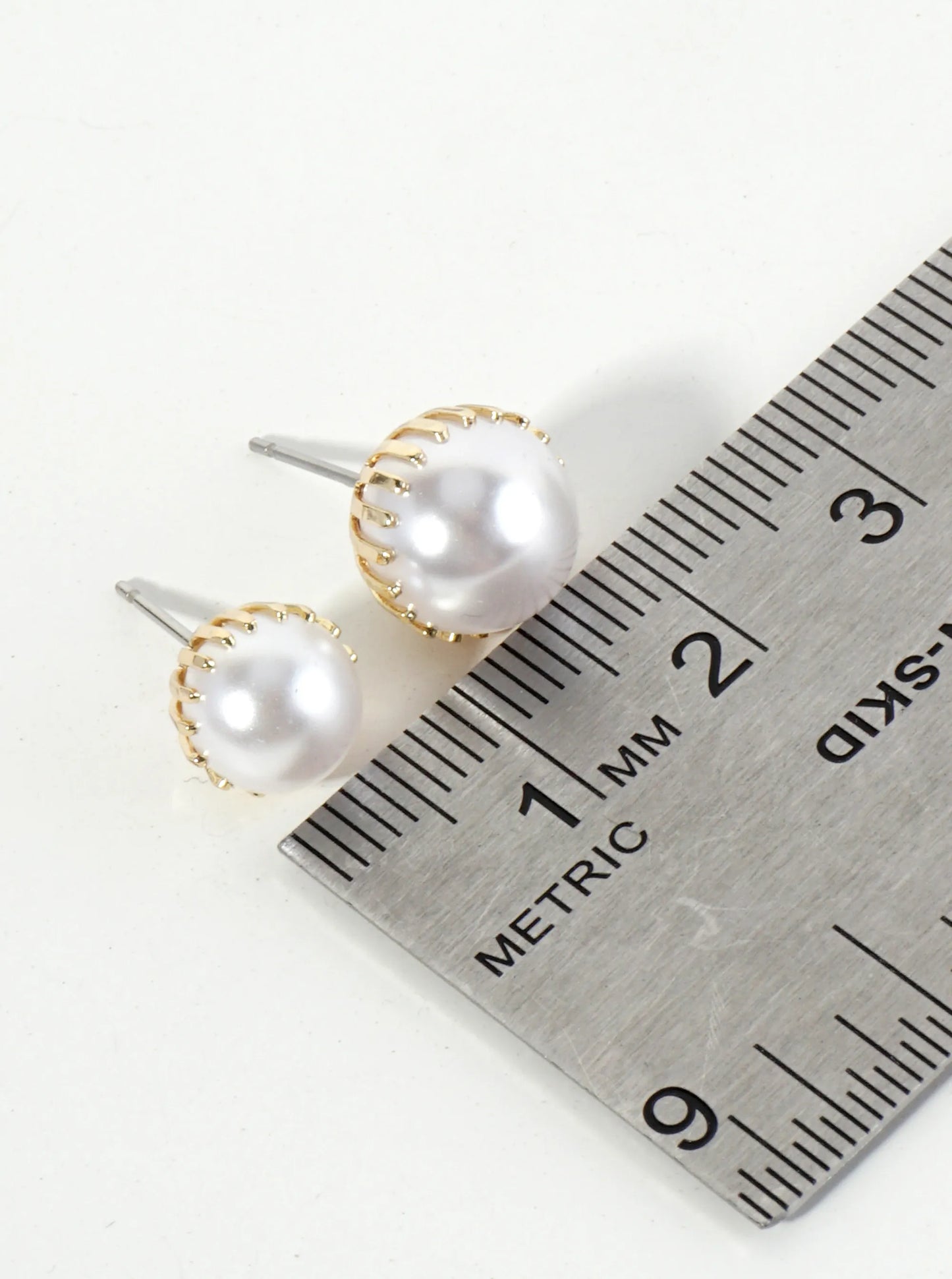 2-PC Set 8mm 10mm Pearl Stud Earrings