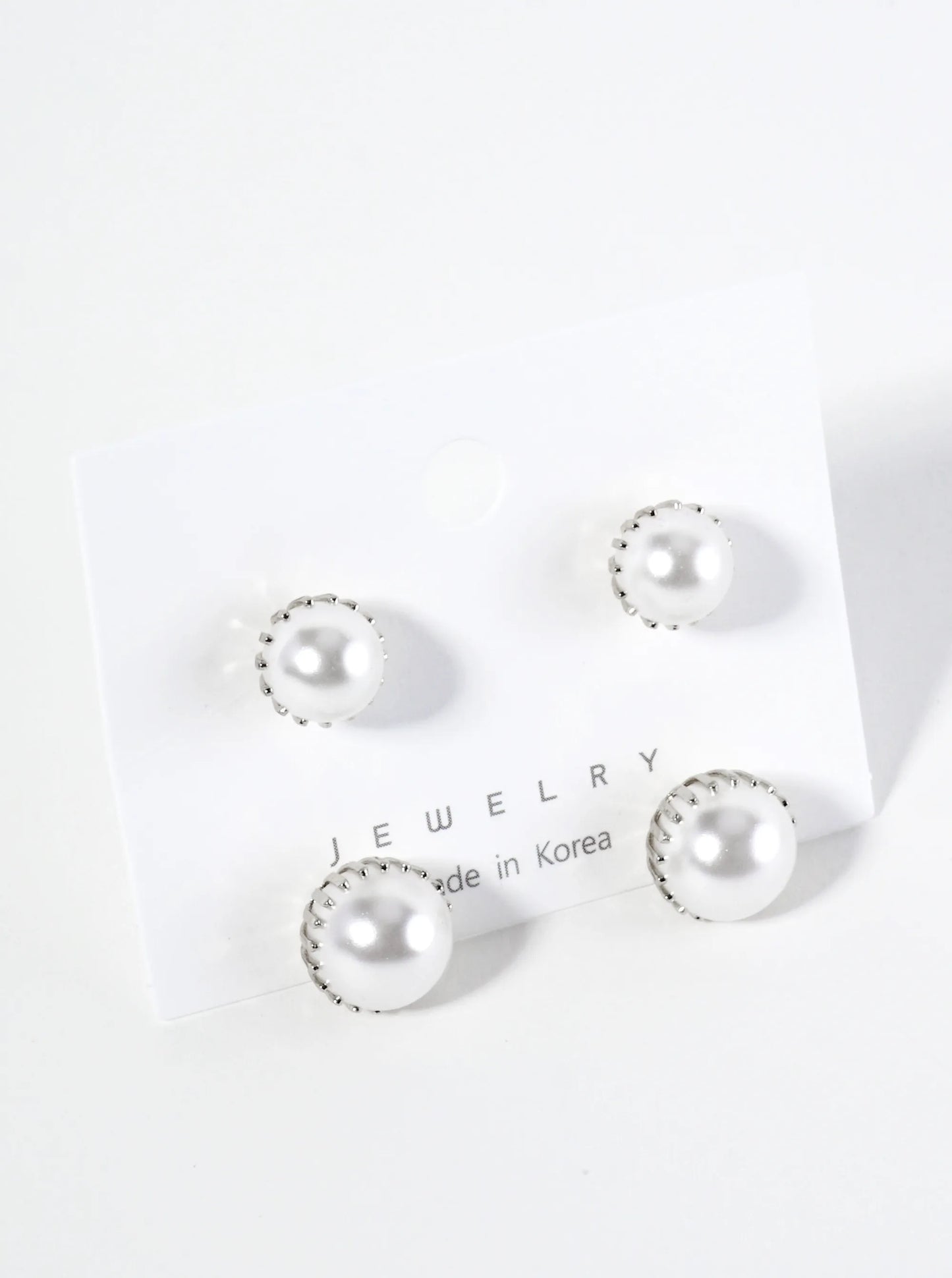 2-PC Set 8mm 10mm Pearl Stud Earrings