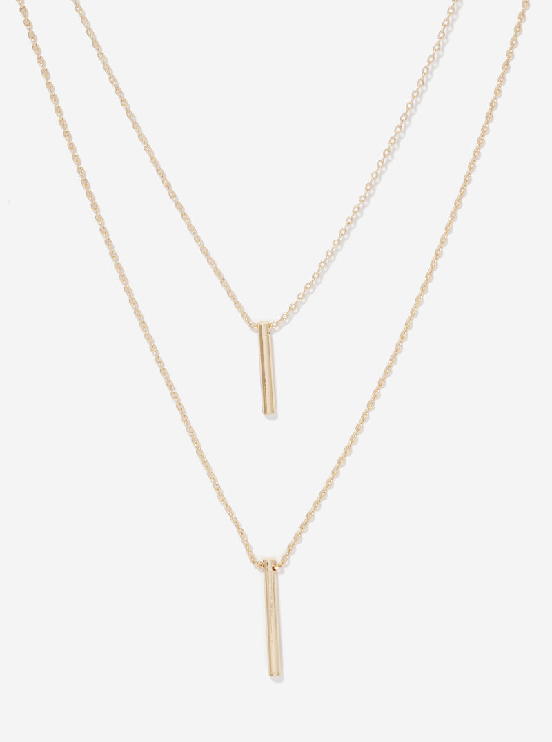 2-PC Set Bar Pendant Layered Necklace